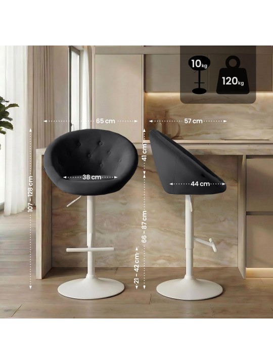 Barkruk London fluweel wit, zwart Barkruk London fluweel wit, zwart