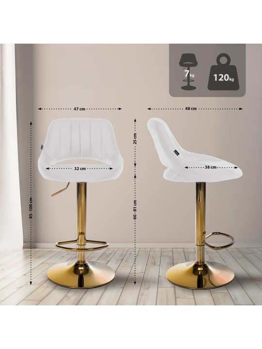 Barkruk Milet kunstleer goud, wit