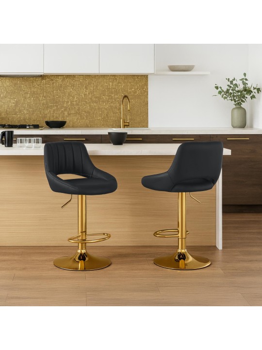 Barkruk Milet kunstleer goud, zwart Barkruk Milet kunstleer goud, zwart