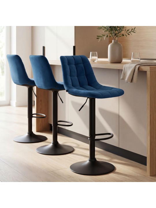 Barkruk Mapun fluweel, blauw