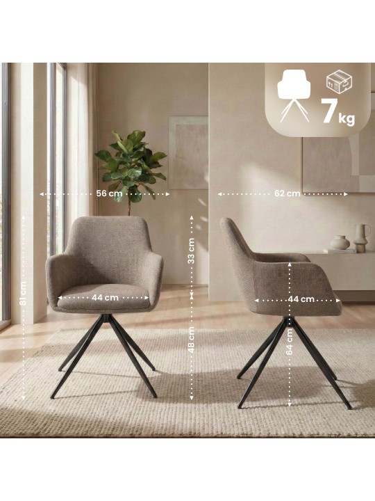 Set van 2 eetkamerstoelen Olema stof, taupe Set van 2 eetkamerstoelen Olema stof, taupe