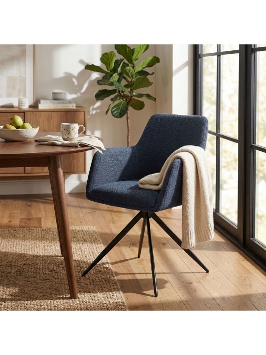 Set van 2 eetkamerstoelen Olema stof, blauw Set van 2 eetkamerstoelen Olema stof, blauw