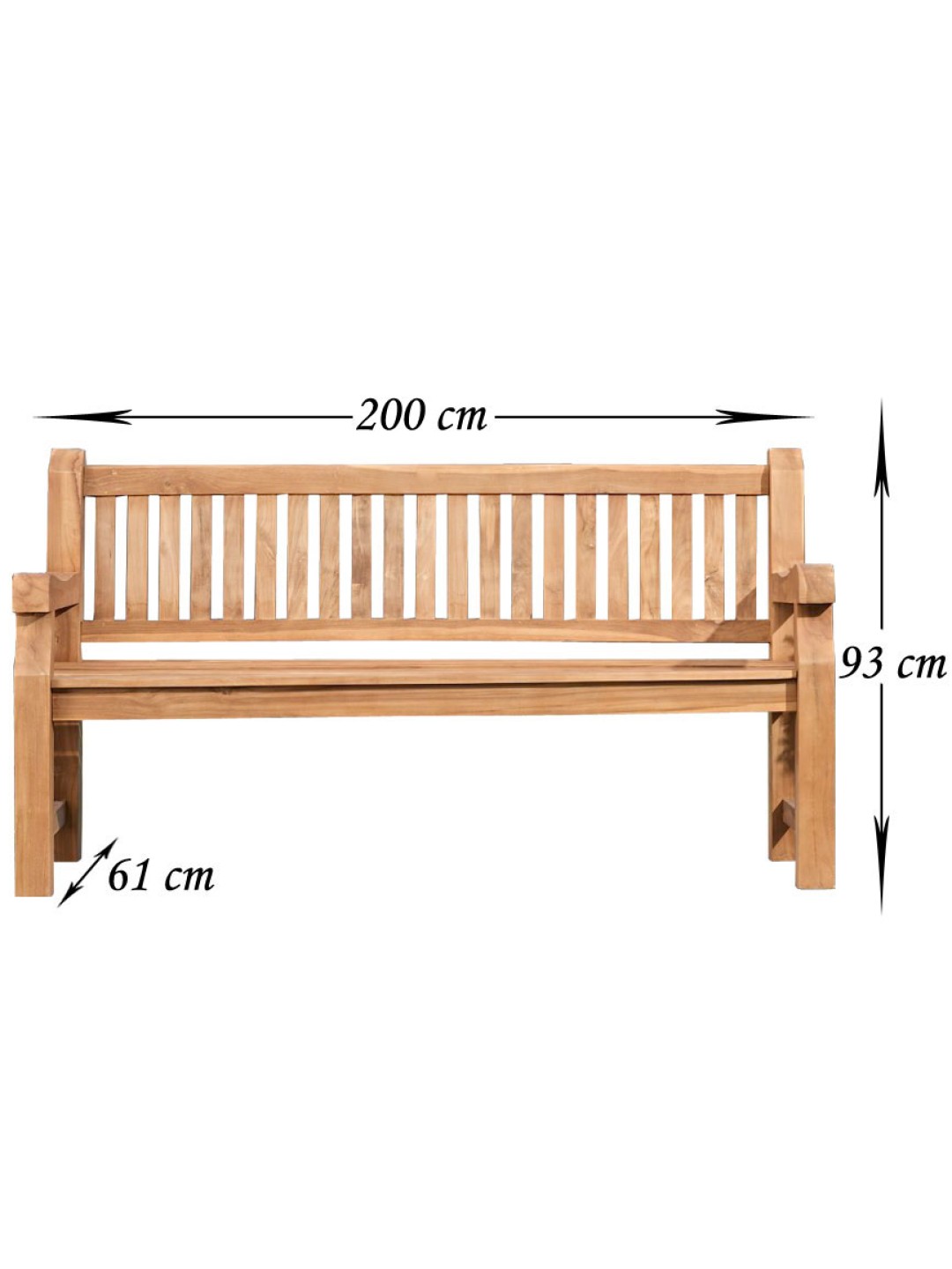 Teakhouten bank Jackson 200 cm, teak