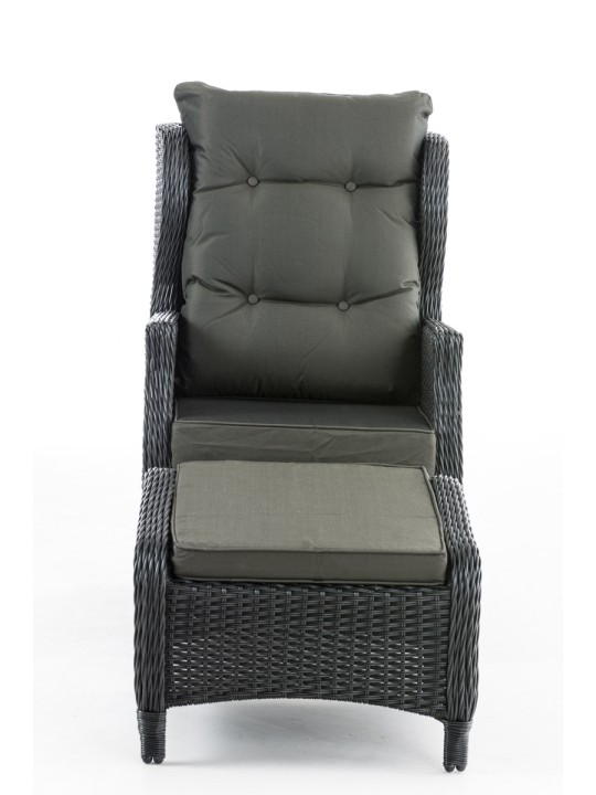 Breno fauteuil incl. voetenbank antraciet, zwart