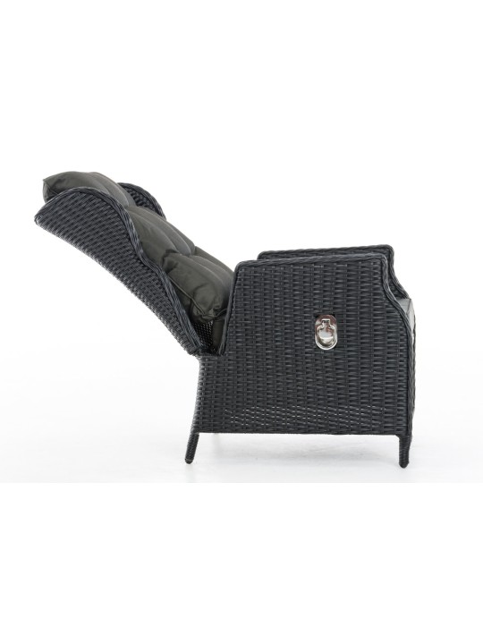 Breno fauteuil incl. voetenbank antraciet, zwart