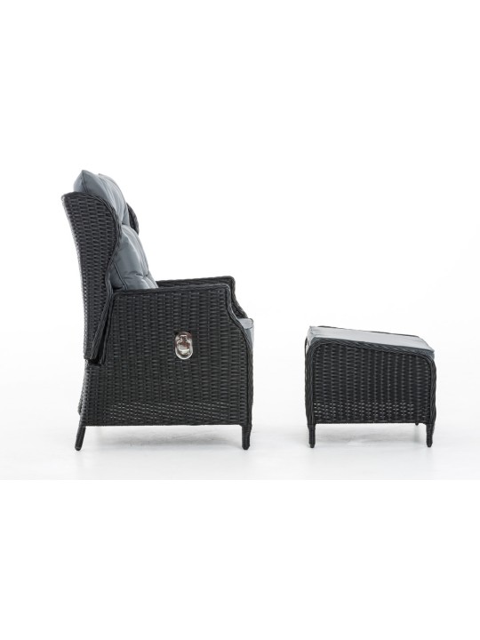 Breno fauteuil incl. voetenbank ijzergrijs, zwart