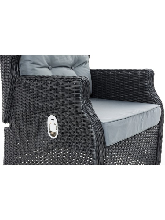 Breno fauteuil incl. voetenbank ijzergrijs, zwart