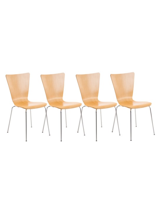 Set van 4 bezoekersstoelen Aaron, naturel