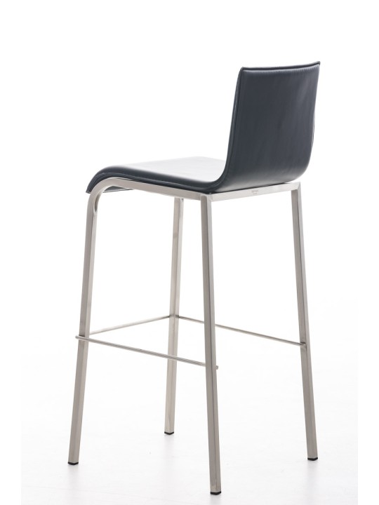 Barkruk Avola leer plat E78, zwart