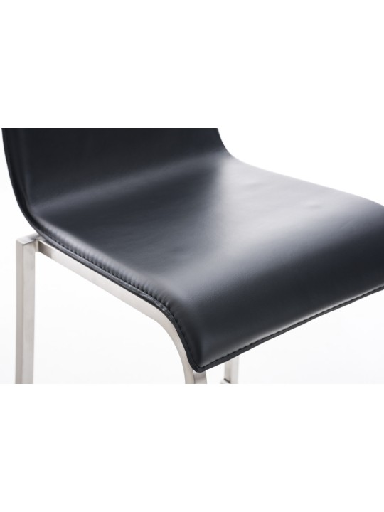 Barkruk Avola leer plat E78, zwart