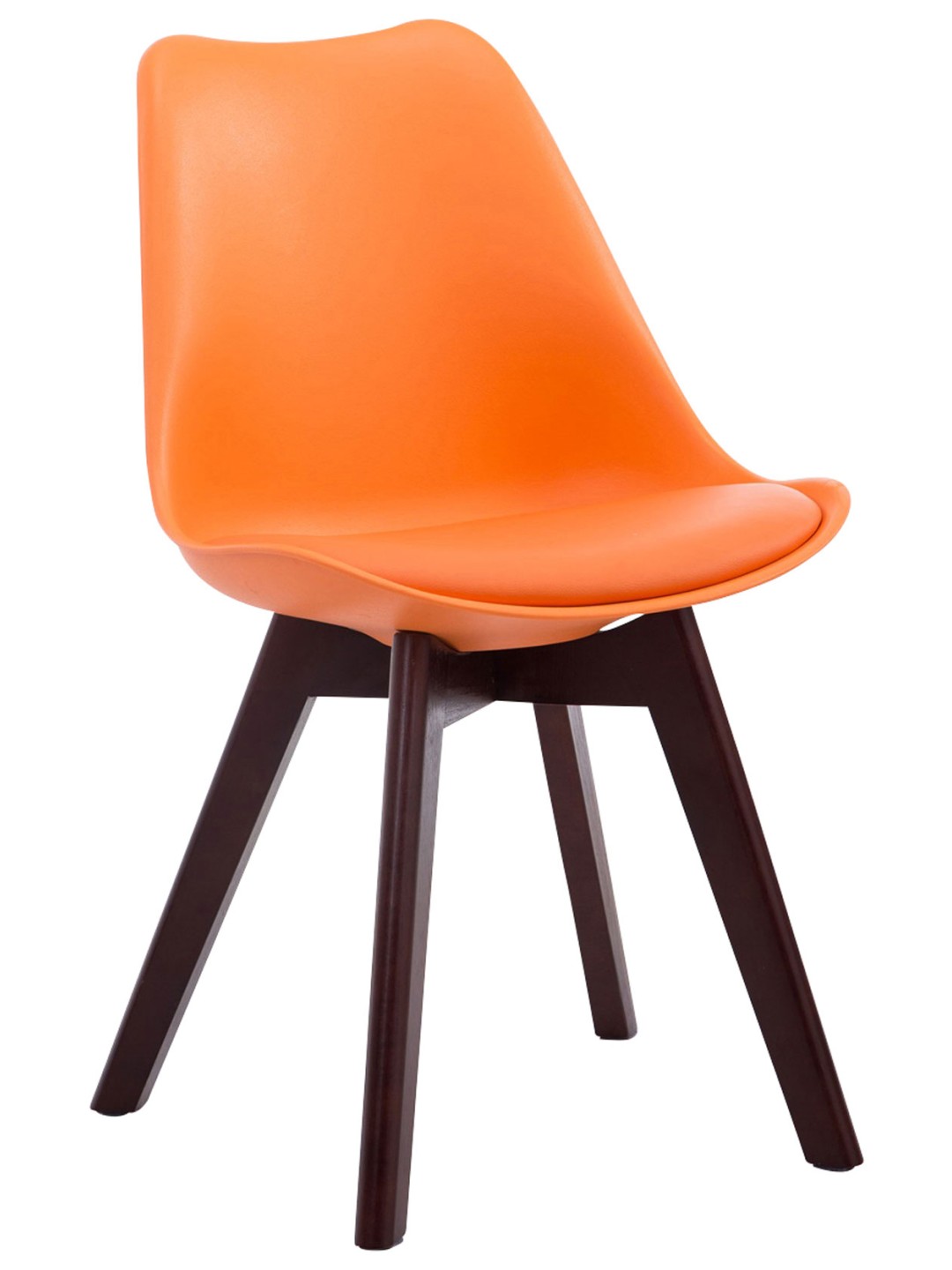 Bezoekersstoel Borneo V2 walnoot kunstleer, oranje