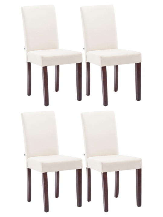 Set van 4 eetkamerstoelen Ina stof cappuccino, crème