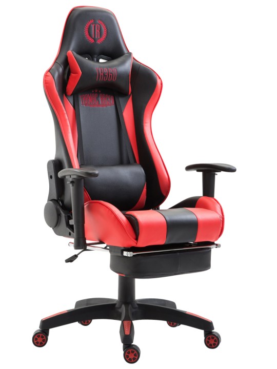 Bureaustoel Boavista kunstleer met voetsteun, zwart/rood