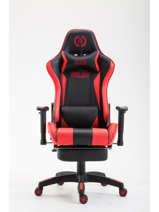 Bureaustoel Boavista kunstleer met voetsteun, zwart/rood