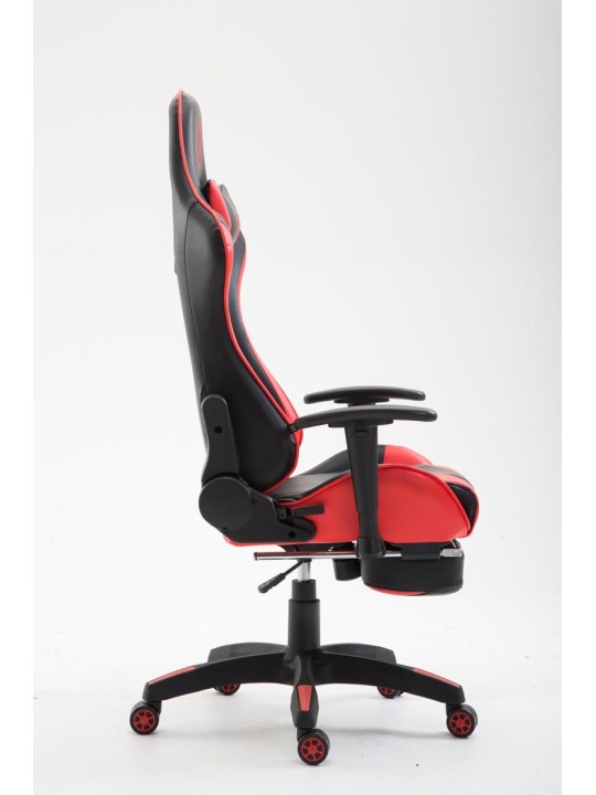 Bureaustoel Boavista kunstleer met voetsteun, zwart/rood