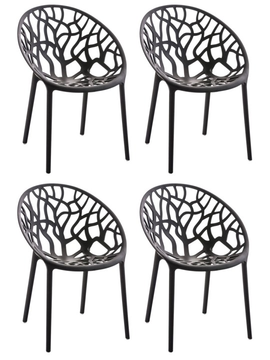 Set van 4 stoelen Hope, zwart