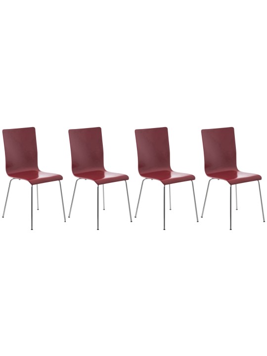 Set van 4 Pepe bezoekersstoelen, rood Set van 4 Pepe bezoekersstoelen, rood