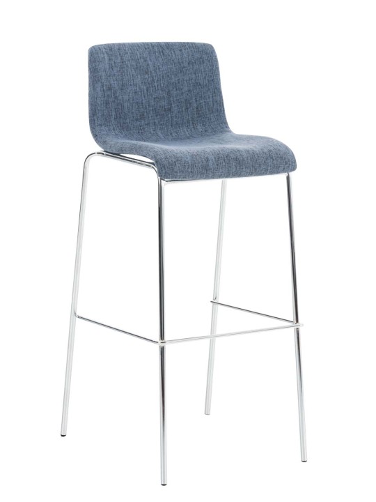 Barkruk Hoover stof 4-poots frame chroom, blauw Barkruk Hoover stof 4-poots frame chroom, blauw