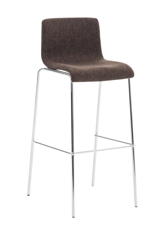 Barkruk Hoover stof 4-poots frame chroom, bruin Barkruk Hoover stof 4-poots frame chroom, bruin