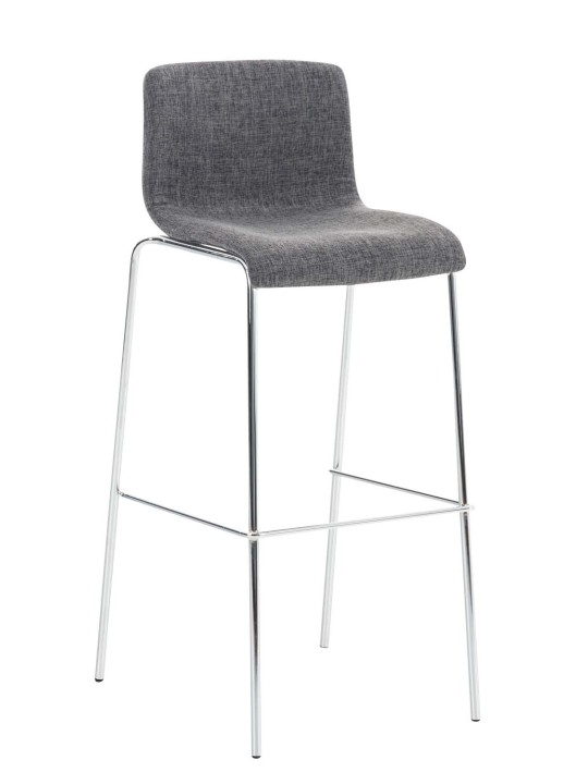 Barkruk Hoover stof 4-poots frame chroom, lichtgrijs Barkruk Hoover stof 4-poots frame chroom, lichtgrijs