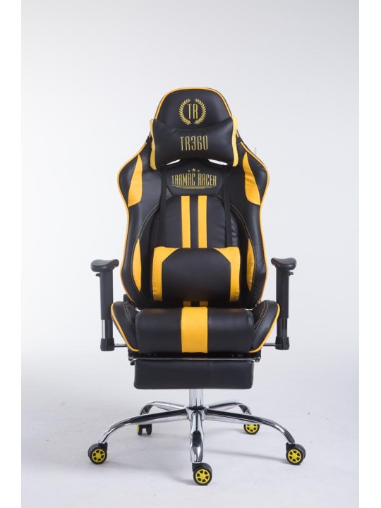 Racing bureaustoel Limit V2 kunstleer met voetsteun, zwart/geel