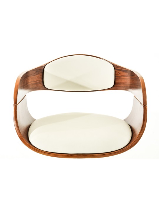 Set van 2 barkrukken Kingston C kunstleer, walnoot/wit