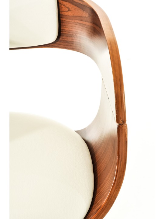 Set van 2 barkrukken Kingston C kunstleer, walnoot/wit