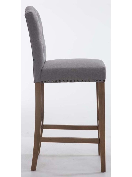 Set van 2 barkrukken Louise stof antiek-licht, lichtgrijs