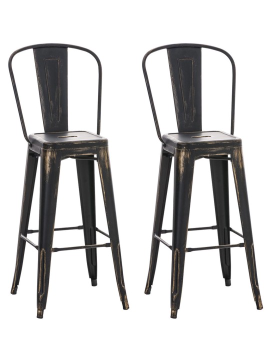 Set van 2 barkrukken Aiden, zwart-goud