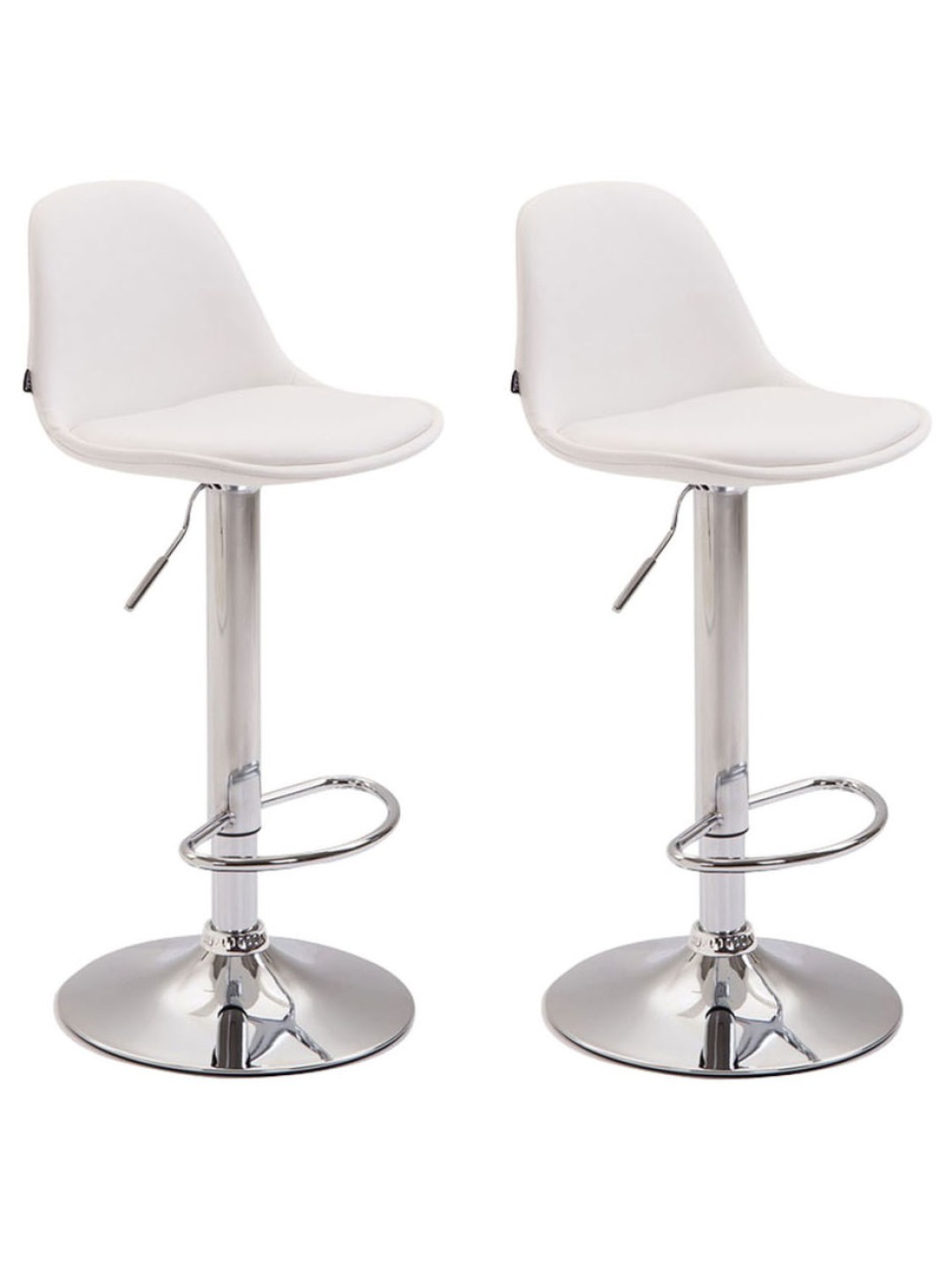 Set van 2 barkrukken Kiel volledig gestoffeerd kunstleer chroom, wit