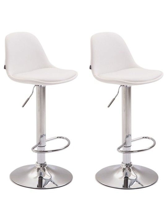 Set van 2 barkrukken Kiel volledig gestoffeerd kunstleer chroom, wit
