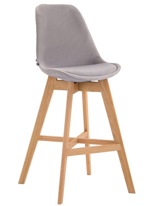 Barkruk Cannes fluweel naturel, grijs