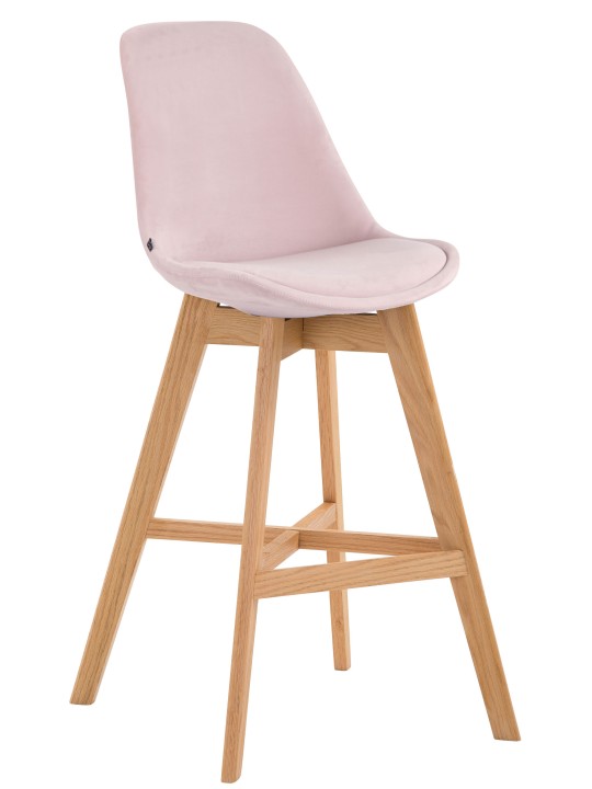 Barkruk Cannes fluweel naturel, roze