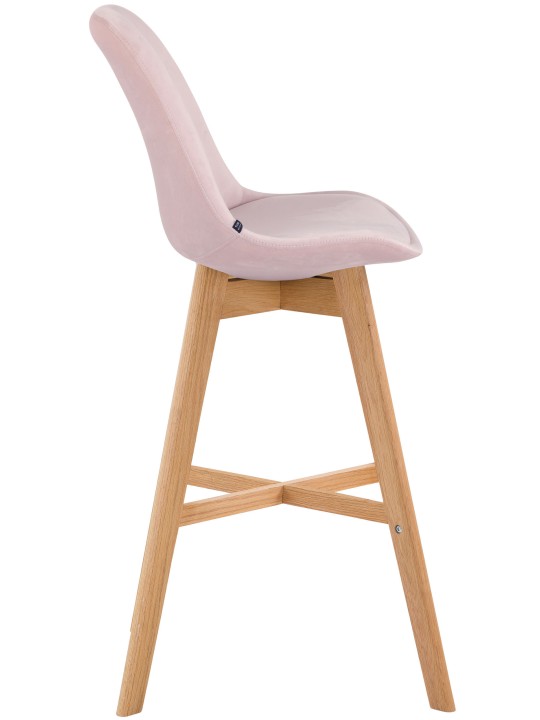 Barkruk Cannes fluweel naturel, roze