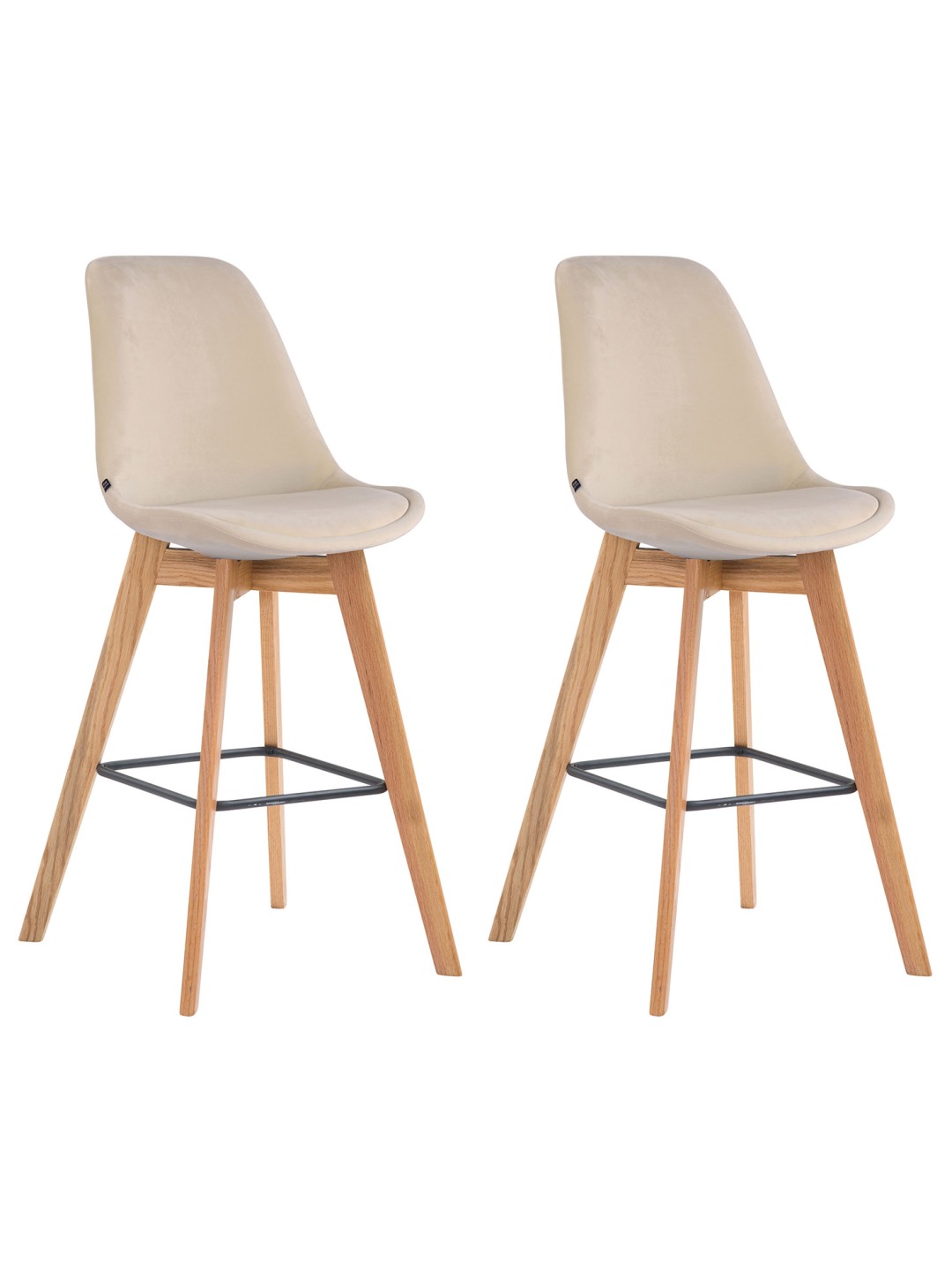 Set van 2 barkrukken Metz fluweel naturel, crème