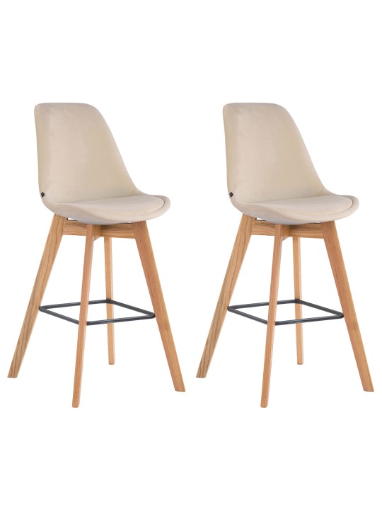 Set van 2 barkrukken Metz fluweel naturel, crème