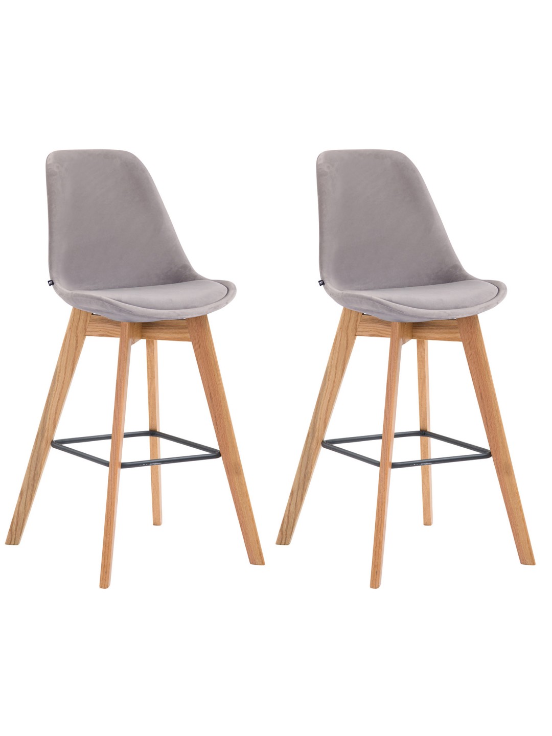 Set van 2 barkrukken Metz fluweel naturel, grijs