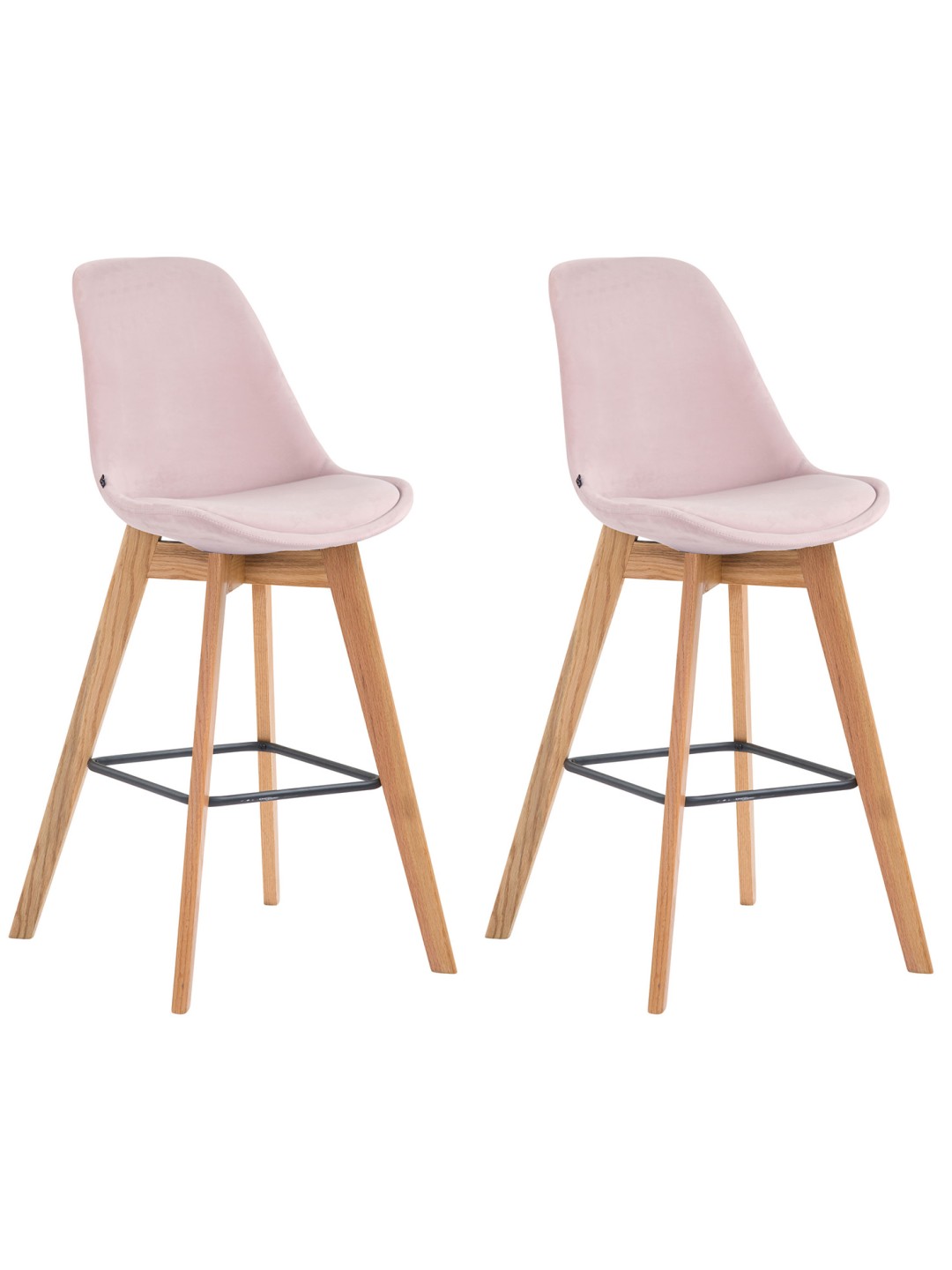 Set van 2 barkrukken Metz fluweel naturel, roze