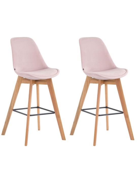 Set van 2 barkrukken Metz fluweel naturel, roze