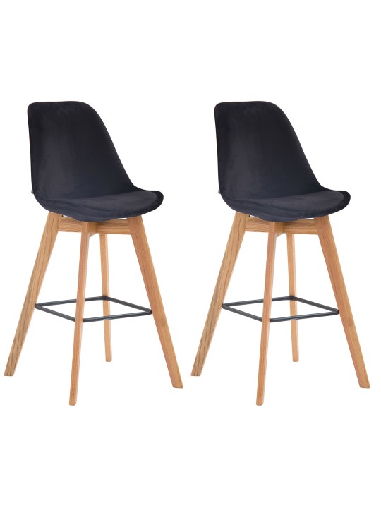 Set van 2 barkrukken Metz fluweel naturel, zwart Set van 2 barkrukken Metz fluweel naturel, zwart