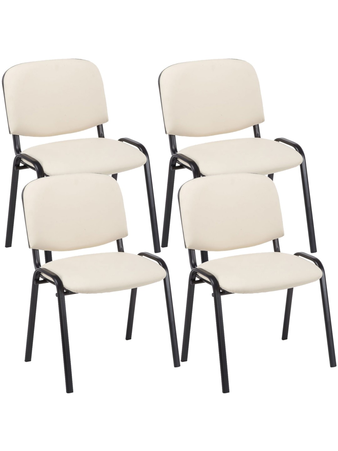 Set van 4 bezoekersstoelen Ken kunstleer, crème