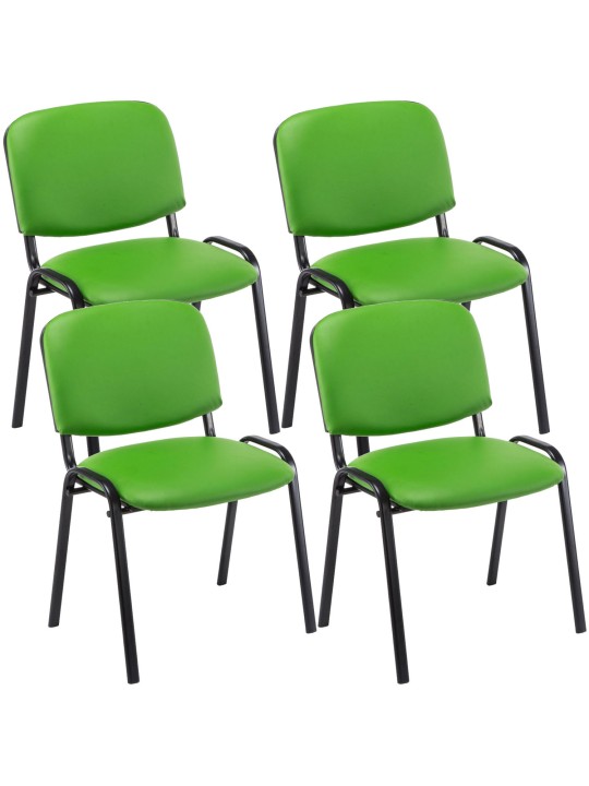 Set van 4 bezoekersstoelen Ken kunstleer, groen