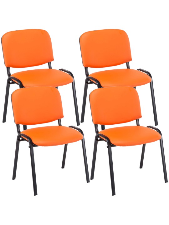 Set van 4 bezoekersstoelen Ken kunstleer, oranje
