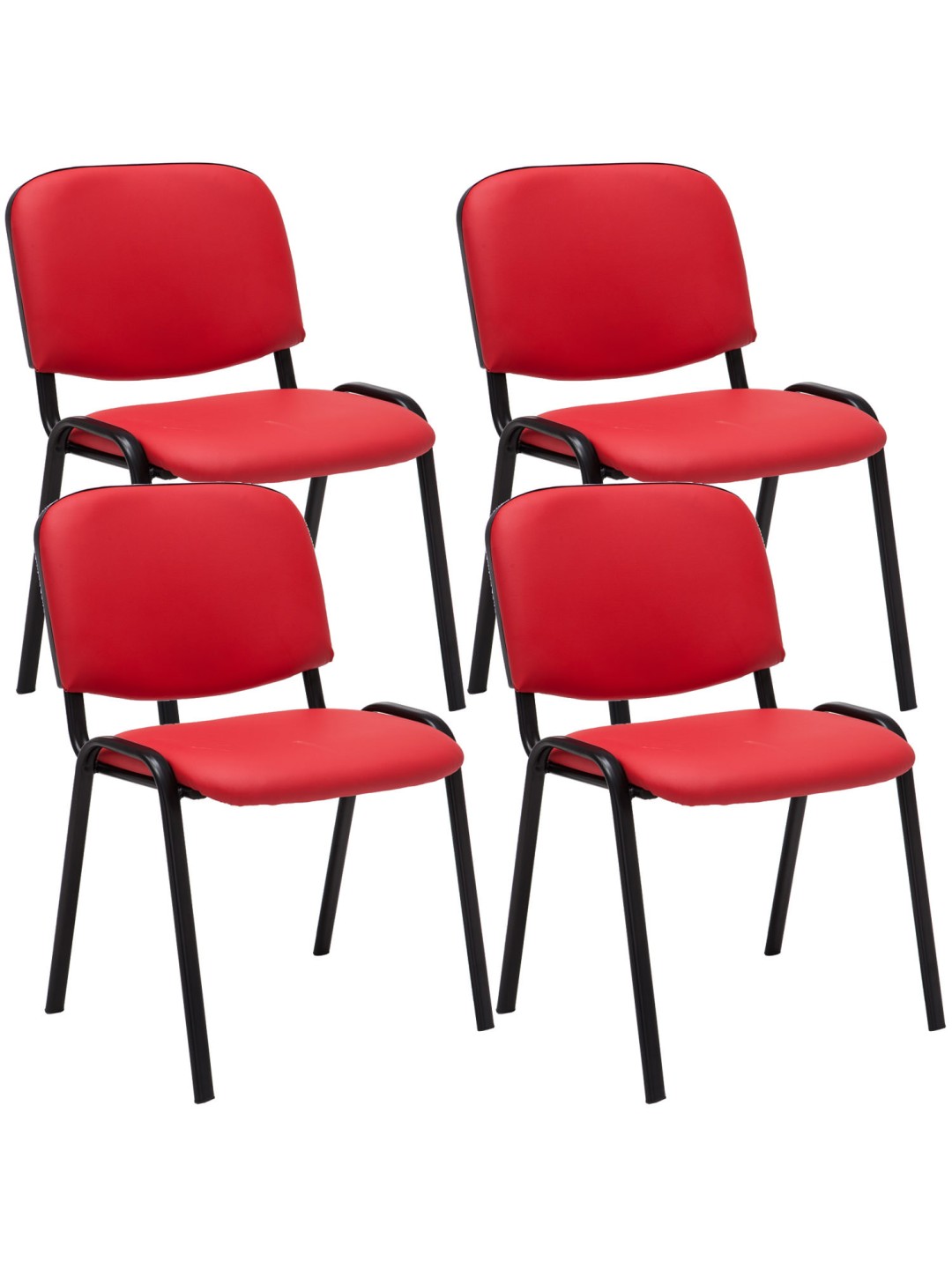 Set van 4 bezoekersstoelen Ken kunstleer, rood