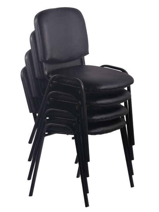 Set van 4 bezoekersstoelen Ken kunstleer, zwart