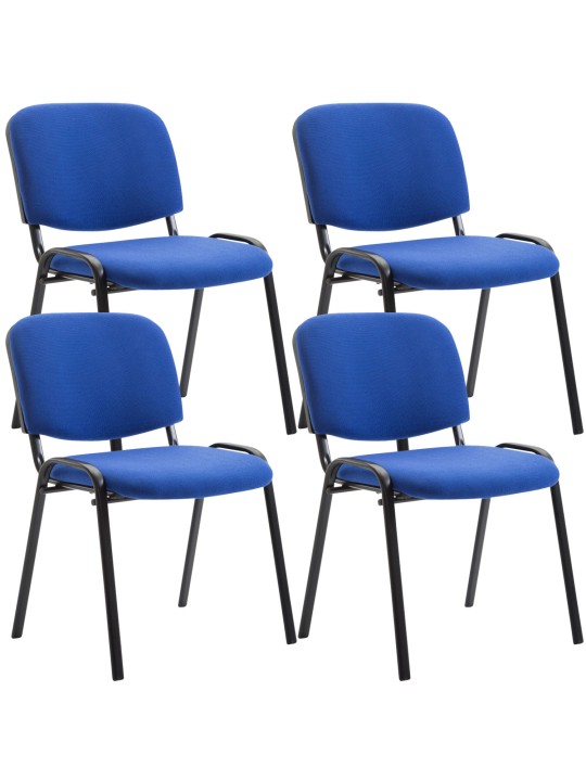 Set van 4 bezoekersstoelen Ken stof, blauw