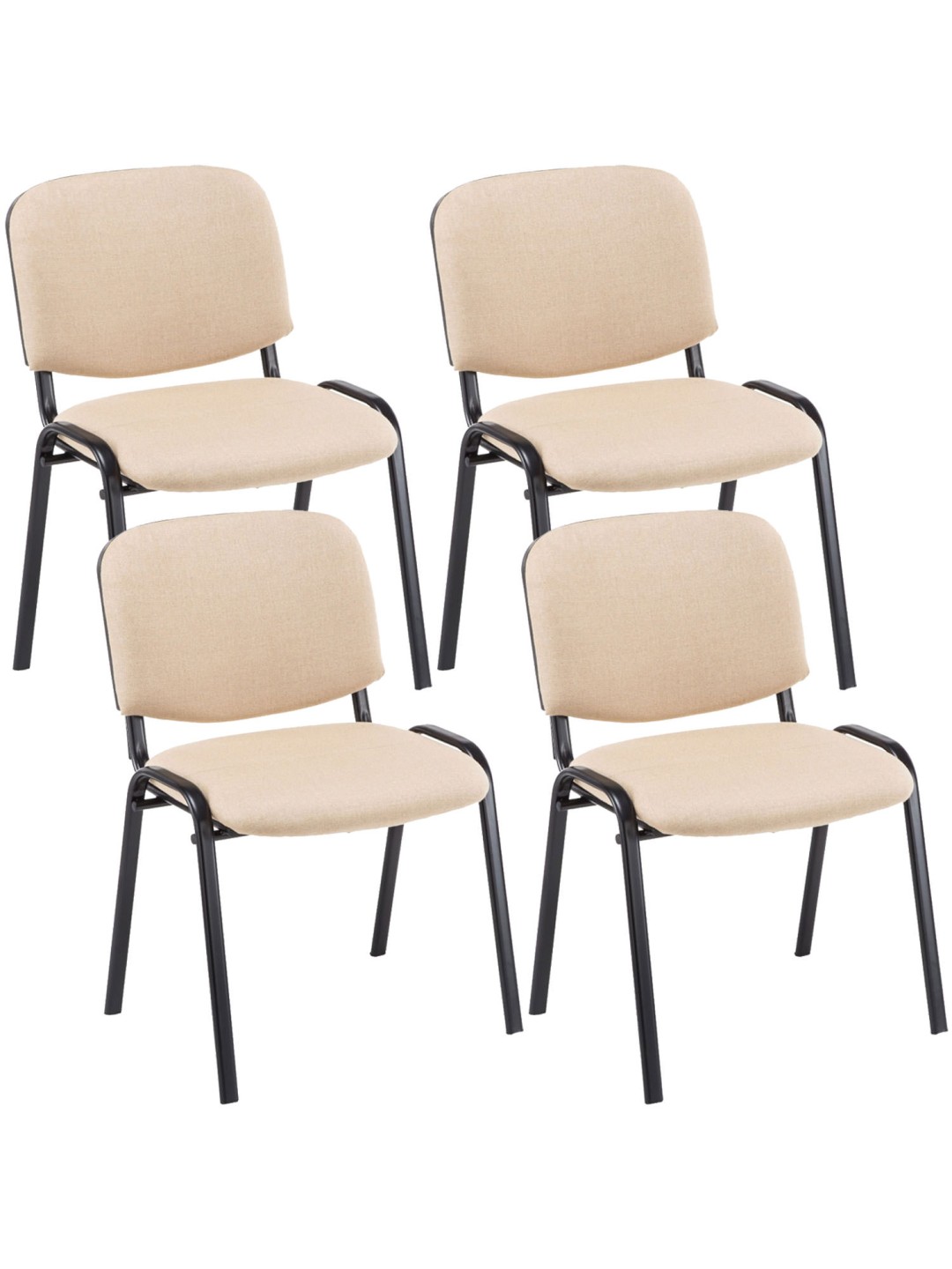 Set van 4 bezoekersstoelen Ken stof, crème