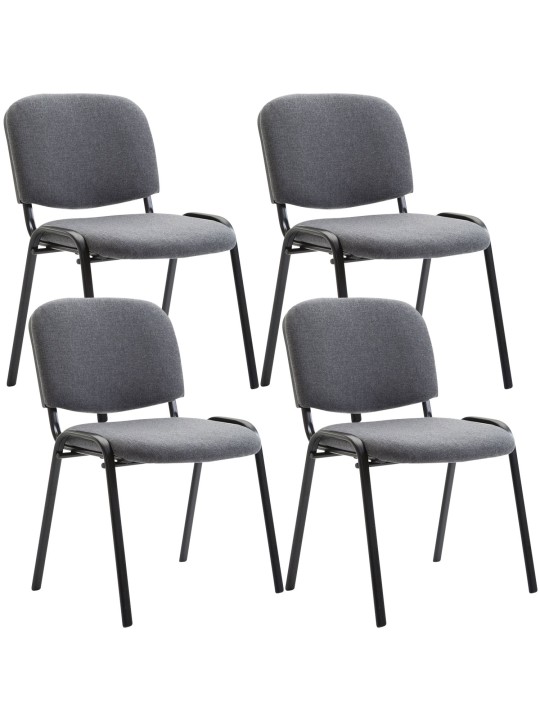 Set van 4 bezoekersstoelen Ken stof, grijs