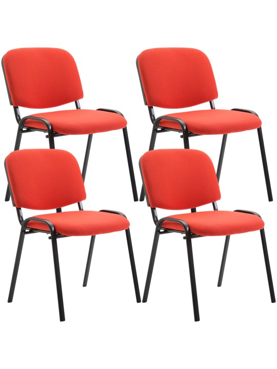 Set van 4 bezoekersstoelen Ken stof, rood