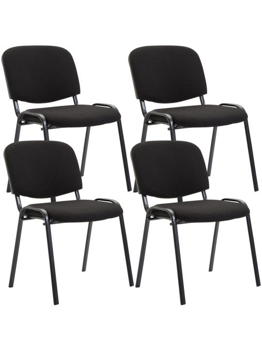 Set van 4 bezoekersstoelen Ken stof, zwart